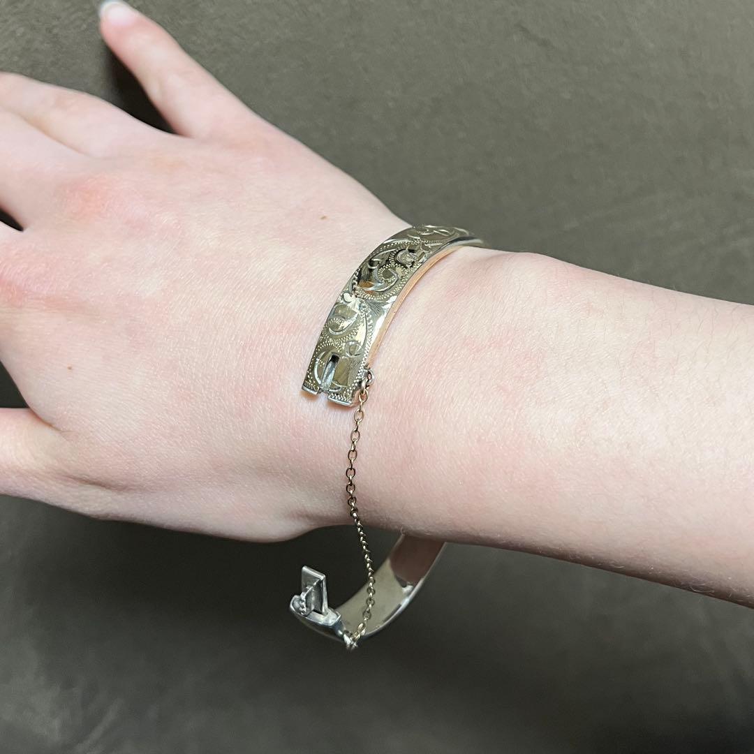 9k 9金　バングル　英国　ヴィンテージ　イギリス　アンティーク　ブレスレット