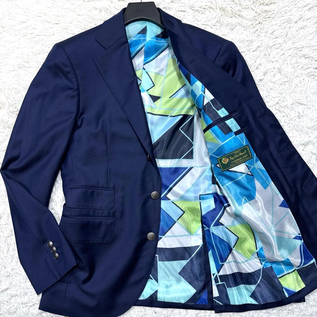 極美品　ロロピアーナ　テーラードジャケット　カシミヤ混　SUPER170's 紺