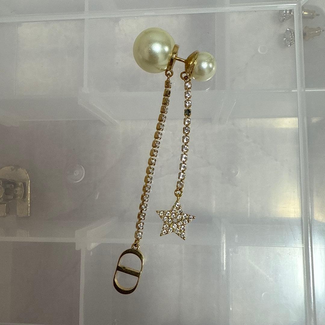 DIOR ディオール　クリスタル　パール　スター　星　片耳　ピアス　イヤリング