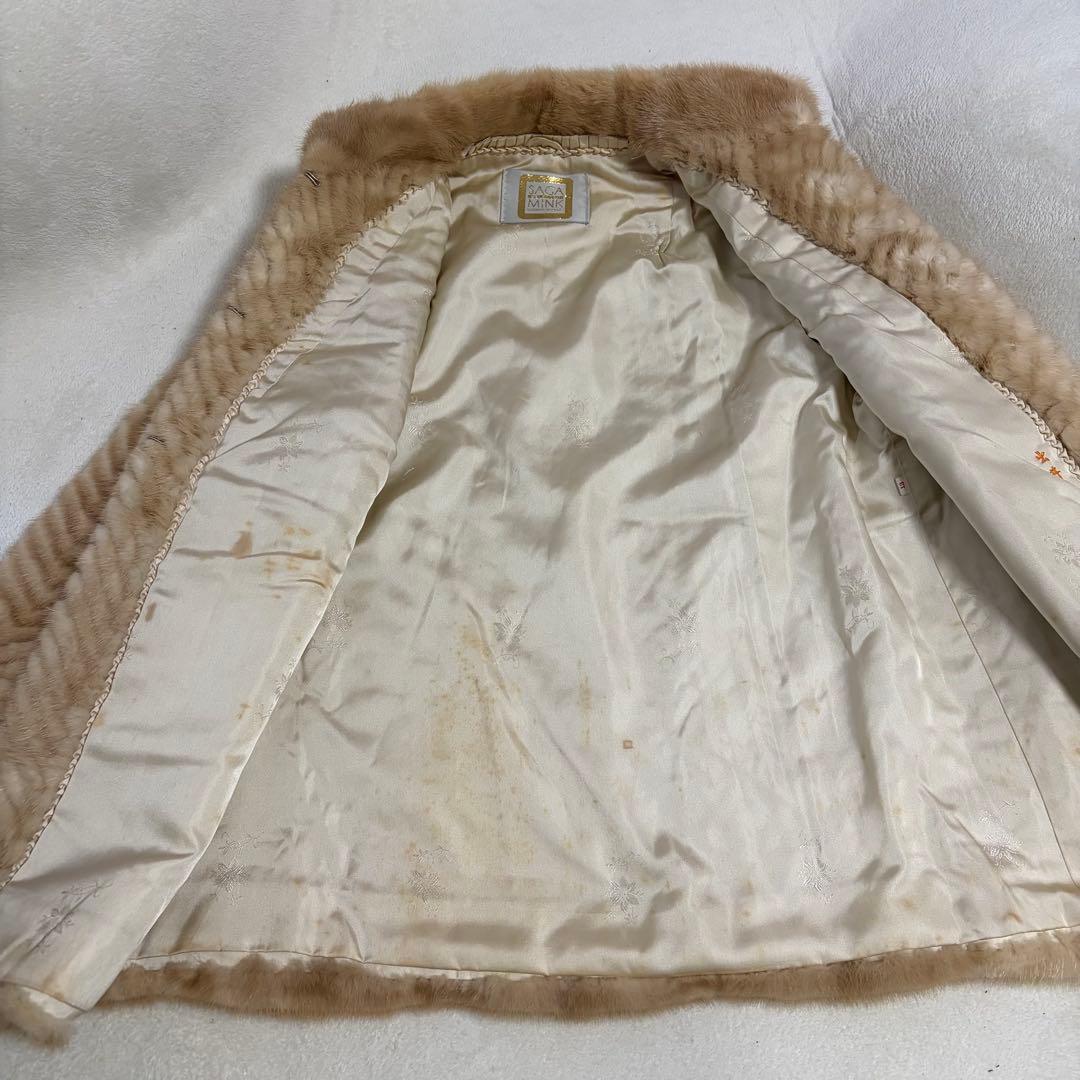 金サガ サガミンク ミンクコート ファーコート 毛皮 リアルファー ホワイト