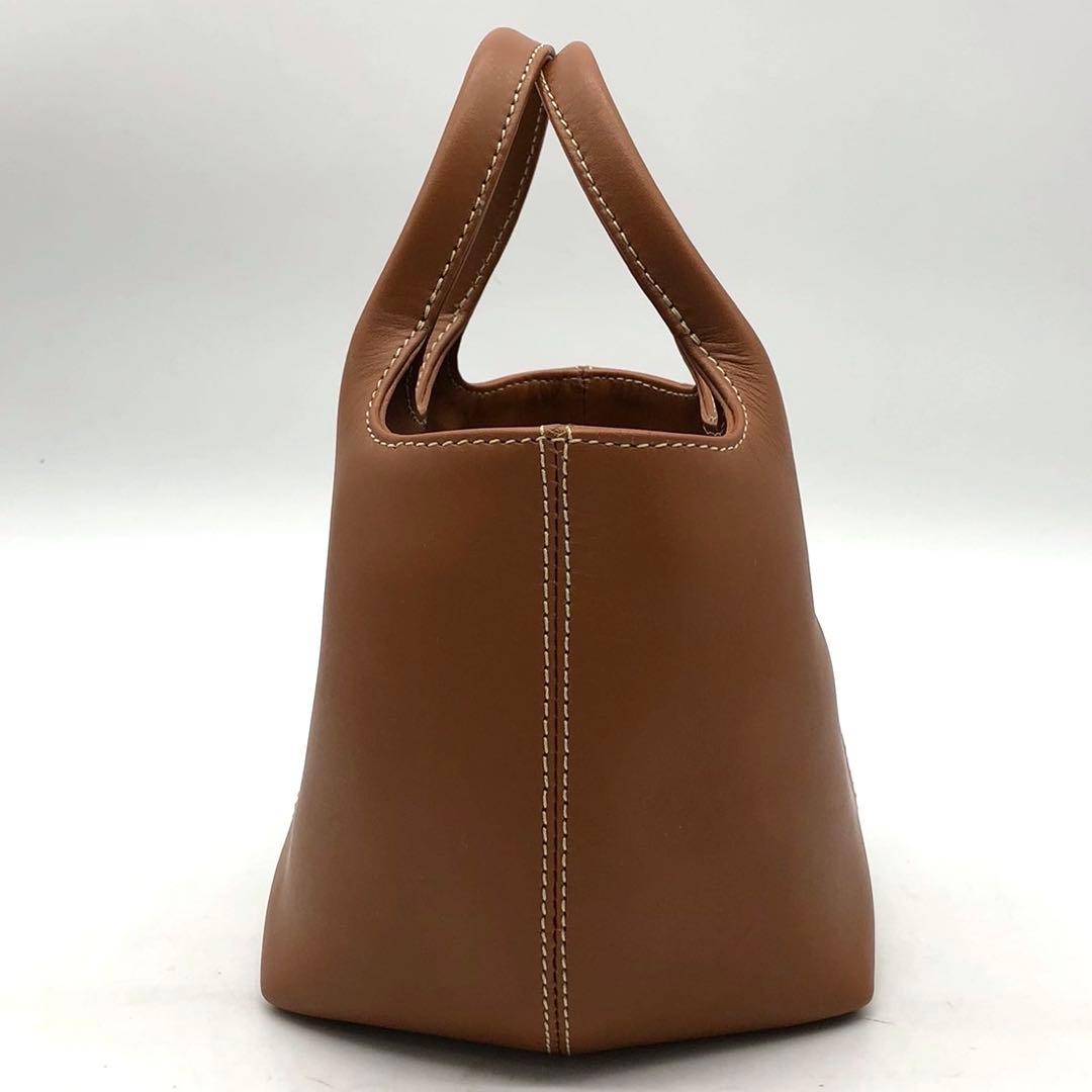 ✨極希少・美品✨ヒロフ ミニハンドバッグ Hロゴ 型押し レザー ライトブラウン