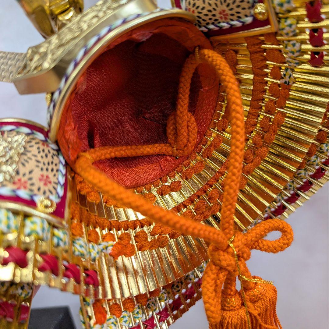 五月人形 鎧飾り 秀嘉作 仁徳 錆朱色縅 金色 正絹 翡翠 沙張櫃 子どもの日5