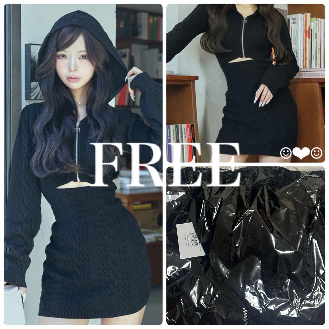 Darich♡オープンケーブルニットミニワンピース♡ブラック♡FREE