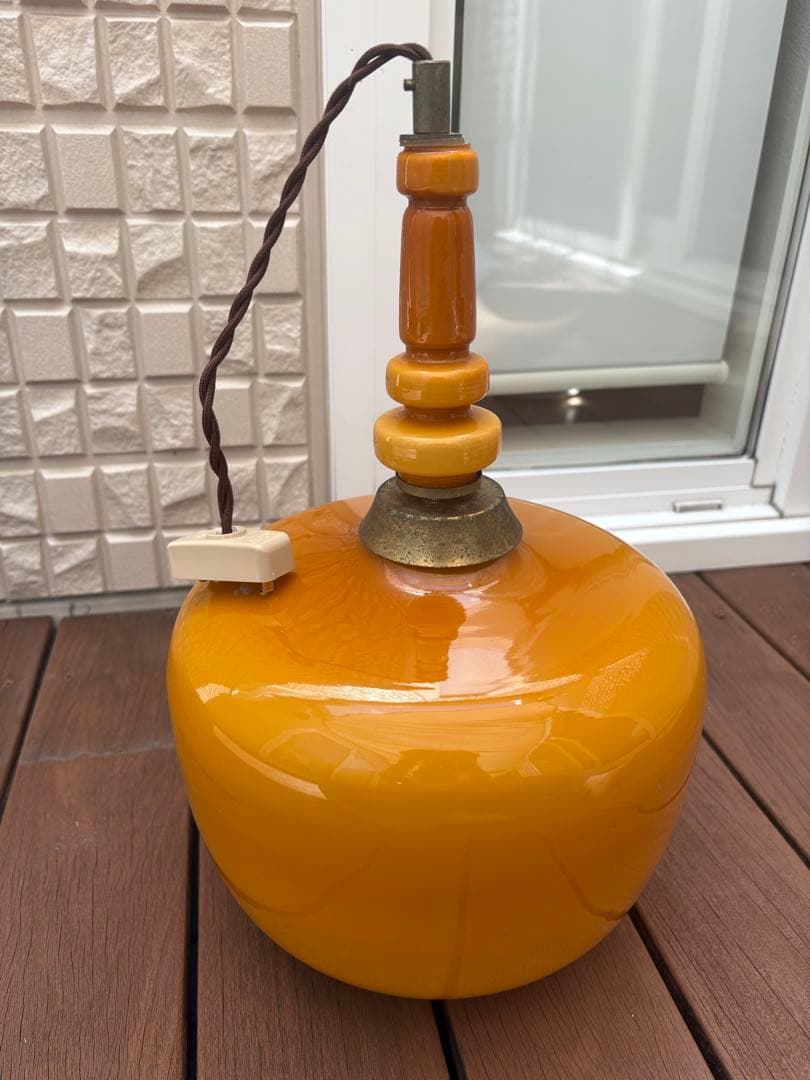 イエロー ガラス ペンダントライト