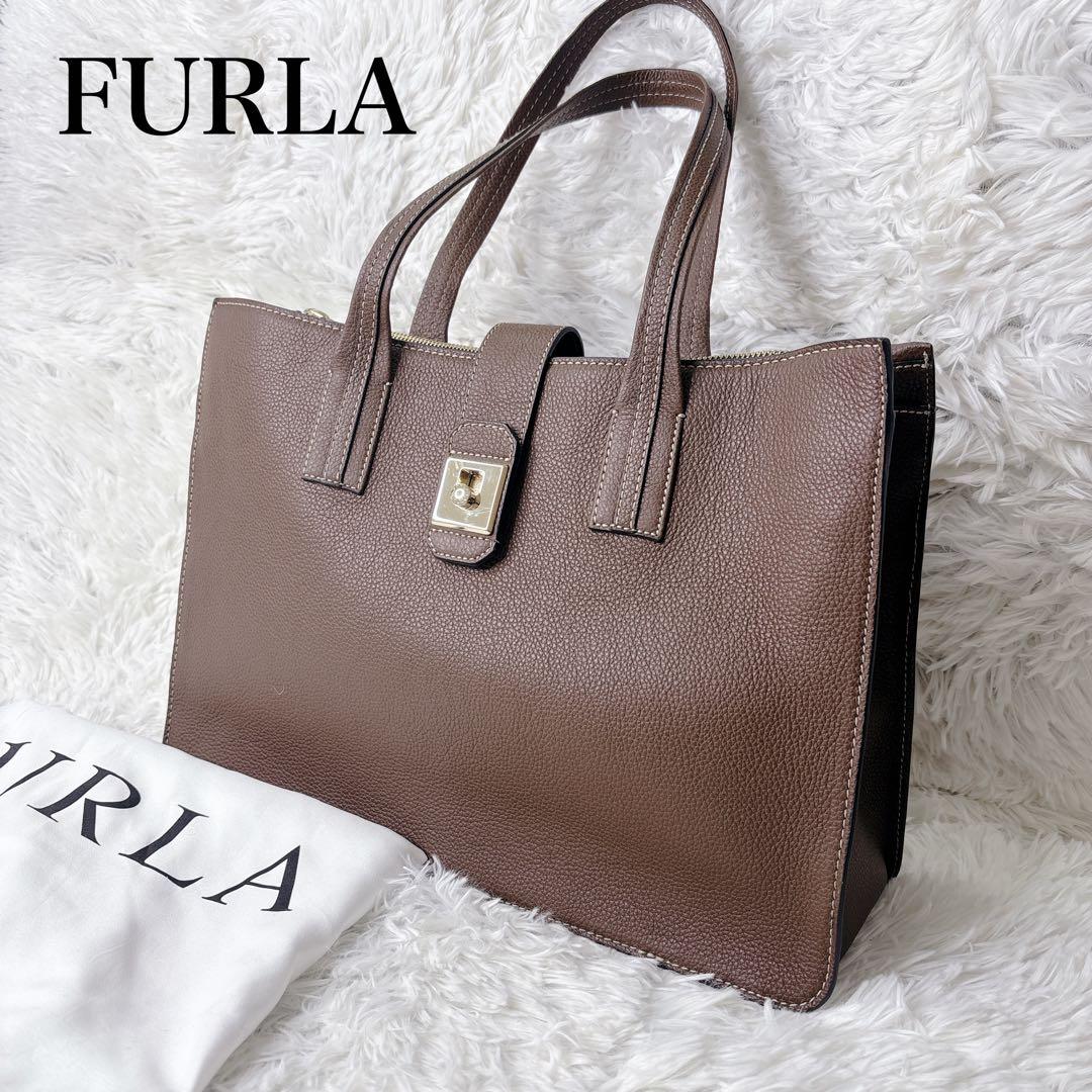 未使用級　FURLA ブラウン ビジネスバッグ　A4 トートバッグ