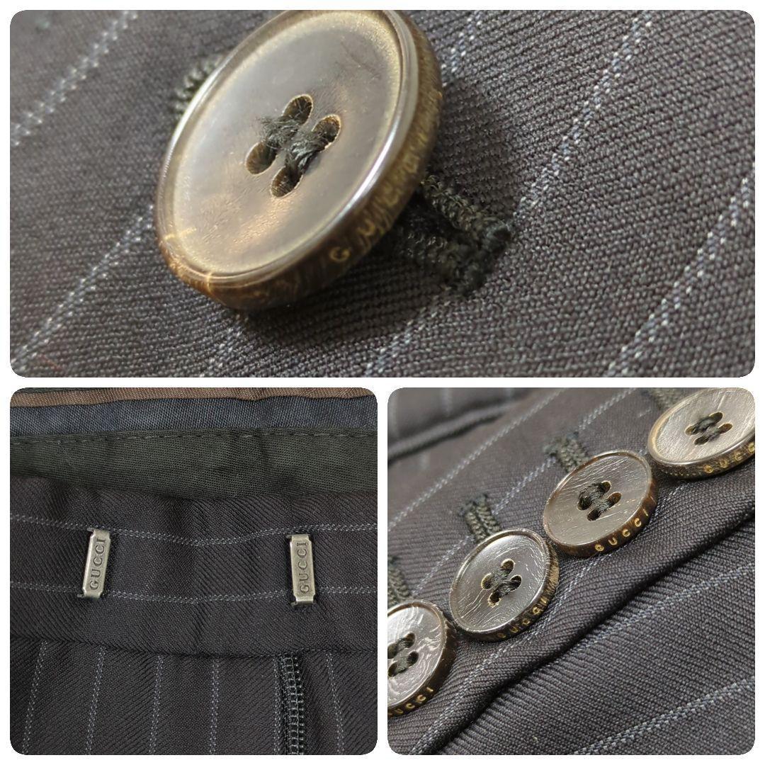 グッチ【サイズ 44】スーツ　セットアップ　チャコールグレー　ストライプ