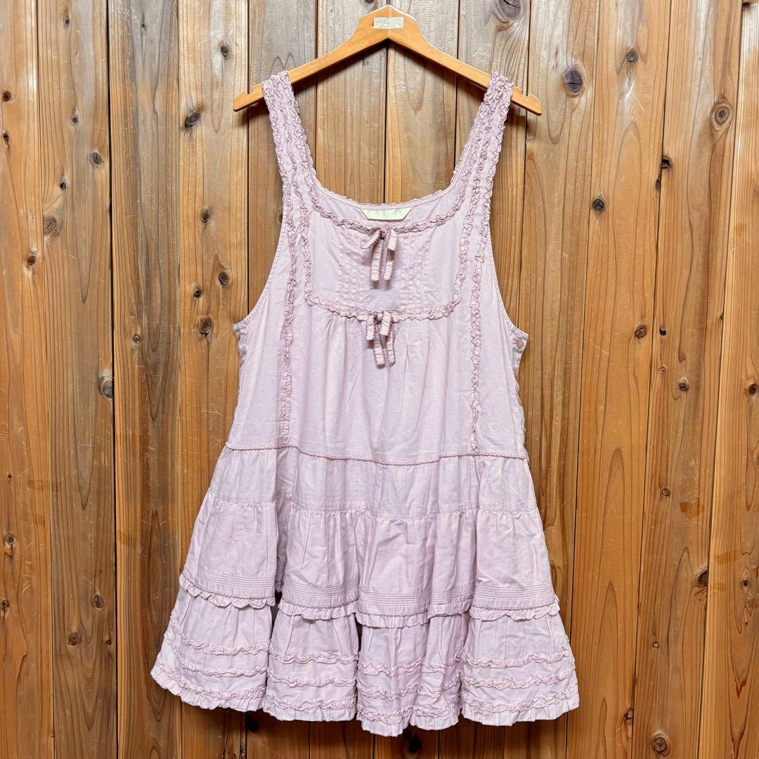 美品　PINKHOUSEピンクハウス ローンフリルチュニック　リボンつき