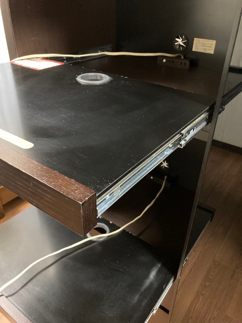 ☆ アクタス ダークブラウン 食器棚・キッチンボード ブラックガラス ☆