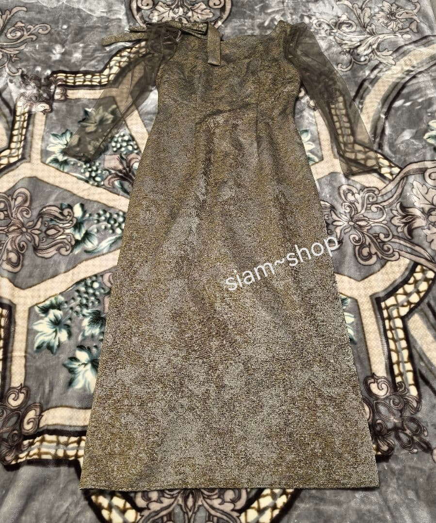 LE’RURE Shoulder ribbon jacquard dress