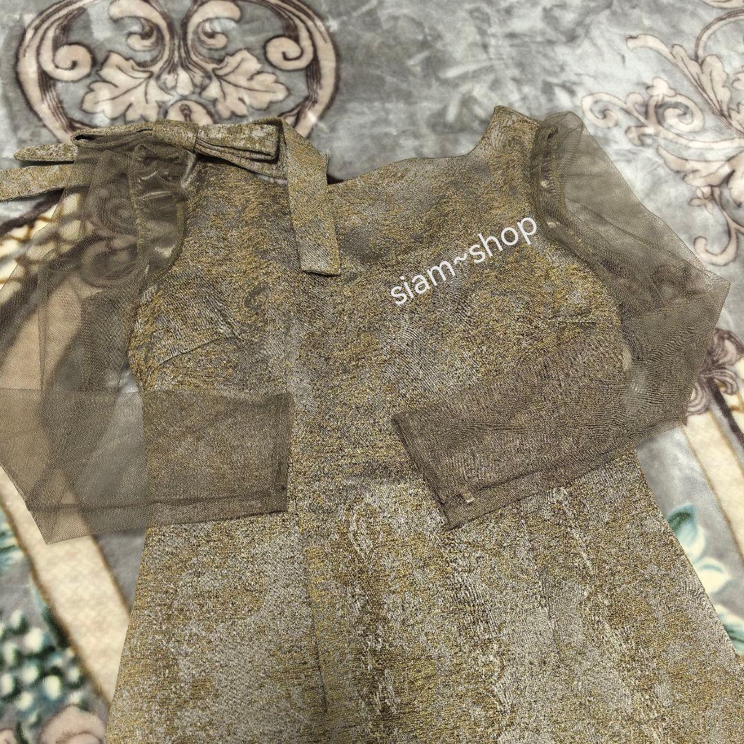 LE’RURE Shoulder ribbon jacquard dress