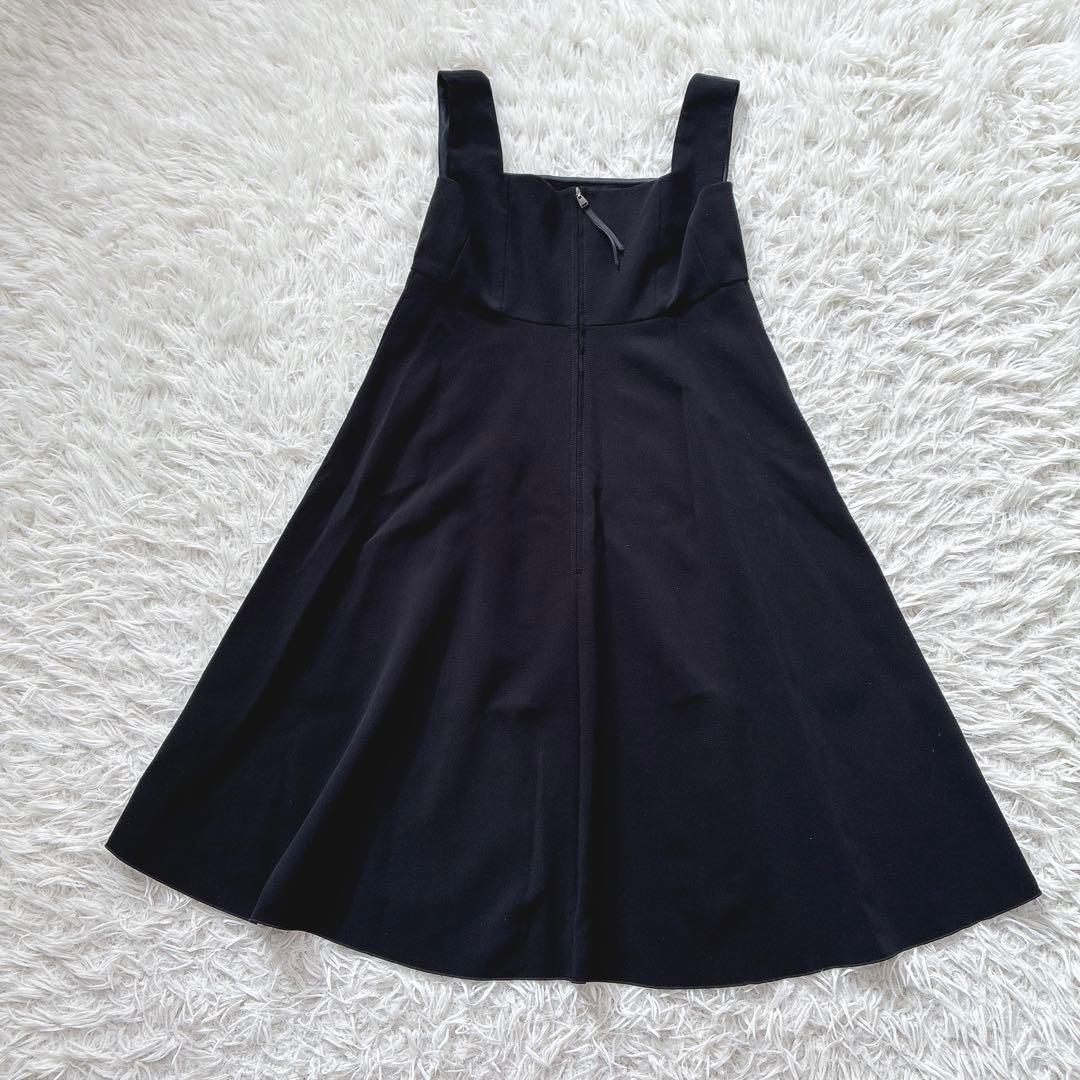 フォクシーニューヨーク FOXEY ノースリーブ フレアワンピース 黒 38