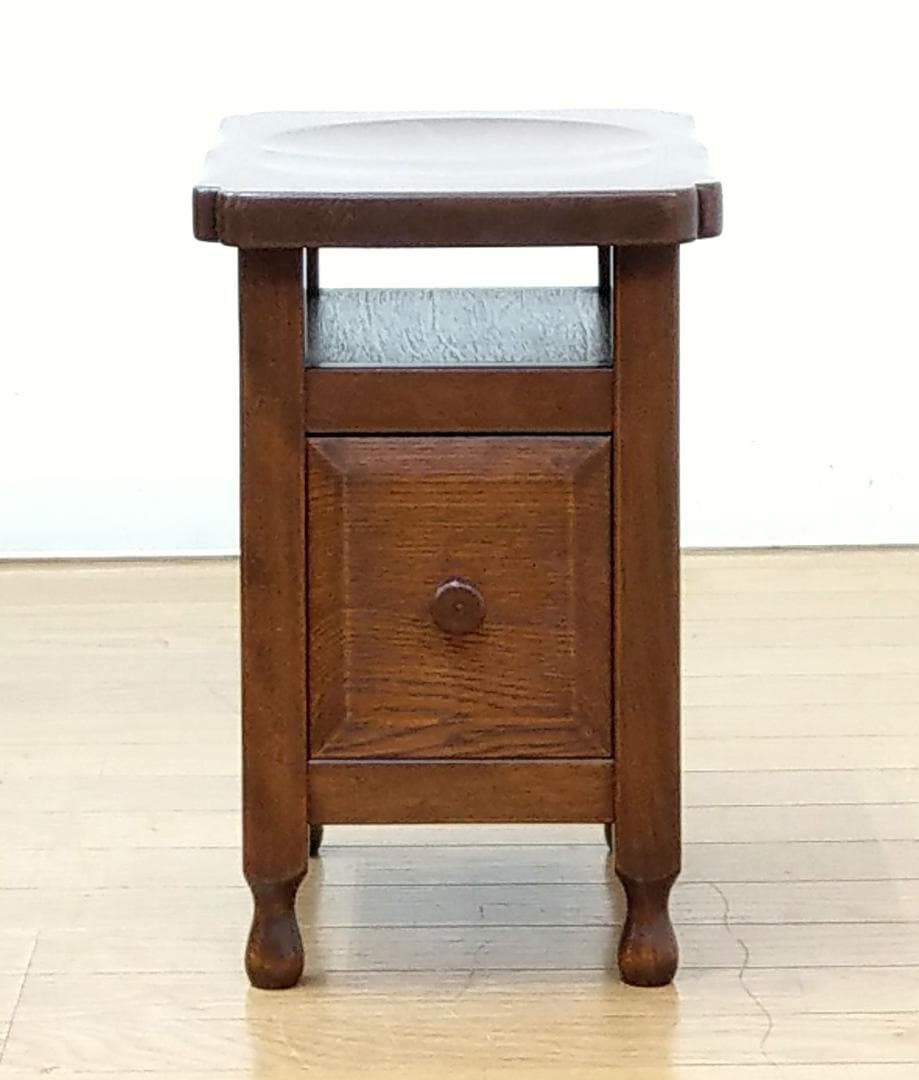 美品 吉田璋也デザイン 鳥取民芸木工 木製 欅(ケヤキ) 無垢 引出付スツール