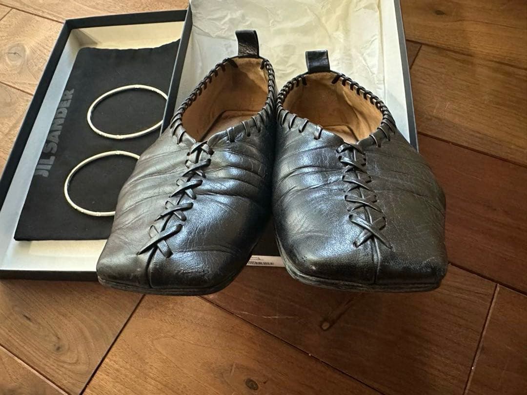 m*u様 JIL SANDER Ring バレリーナ　フラットシューズ　ブラック