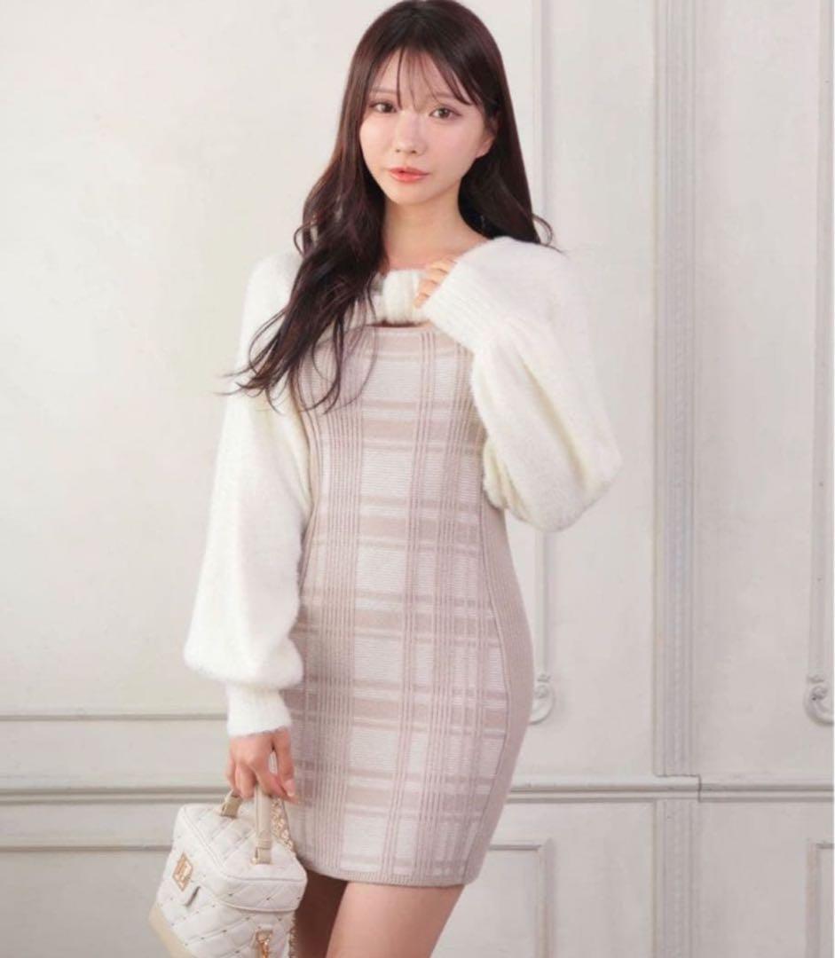 リボンフェザーアンサンブルニットワンピース LIP SERVICE