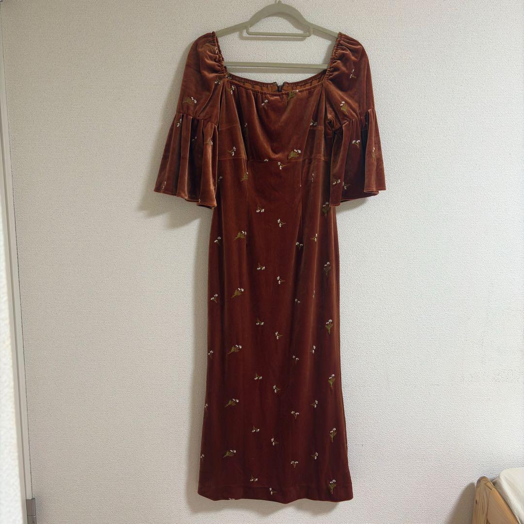 Kastaneオケージョンドレス ベルベットドレス キャメル