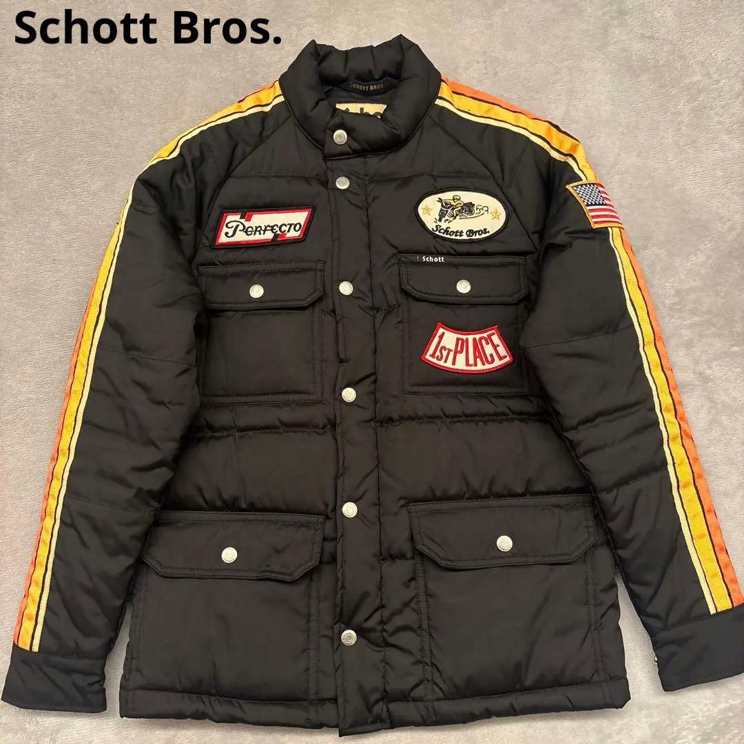 【未使用級✨️】ショット　レーシングジャケットS　中綿ロゴ刺繍　ブラック