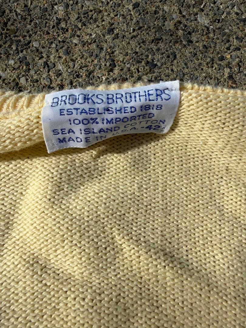 70s Brooks BrothersコットンニットVネック ヴィンテージUSA
