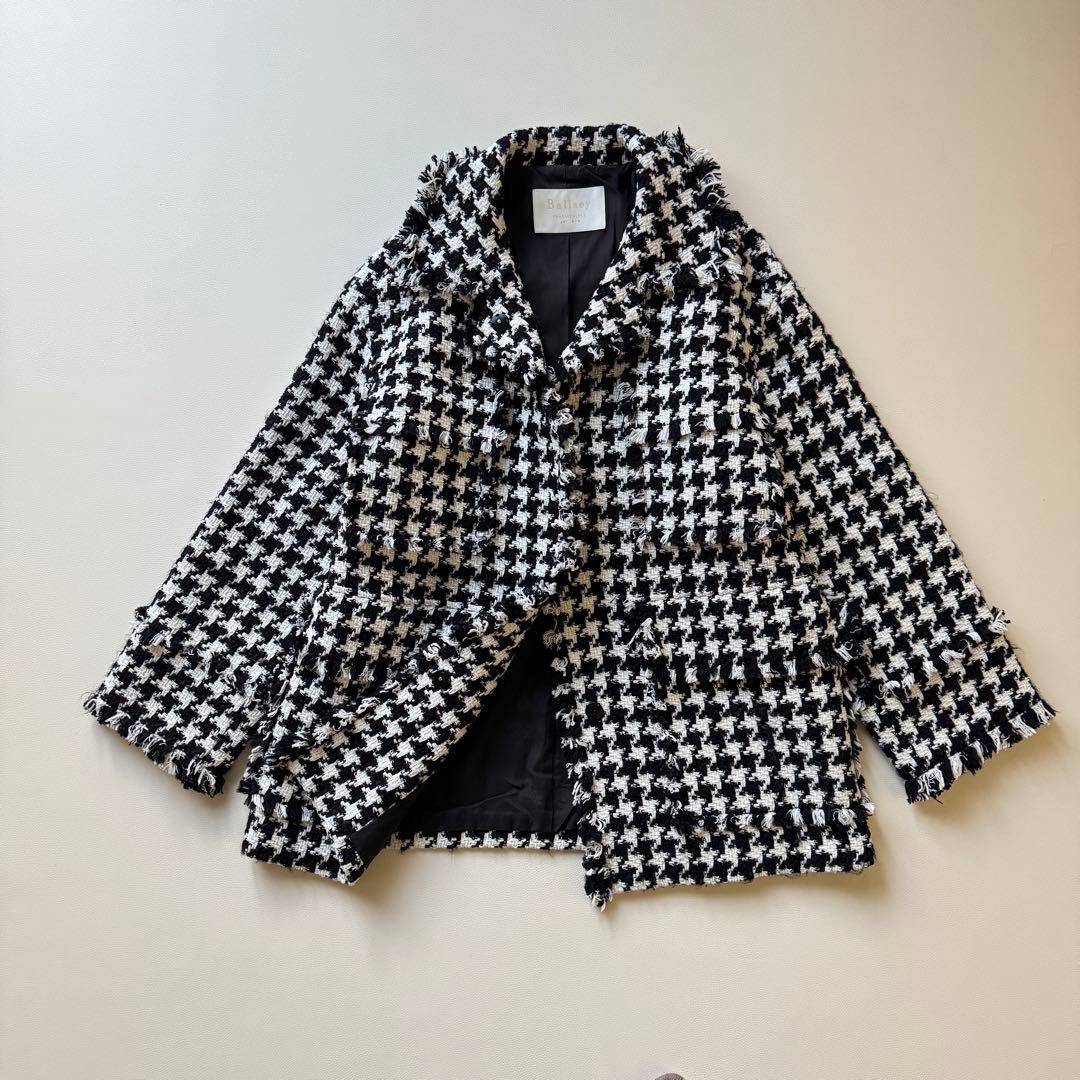 極美品　トゥモローランドBALLSEY 千鳥格子ツイードコートジャケット 近年⭐︎