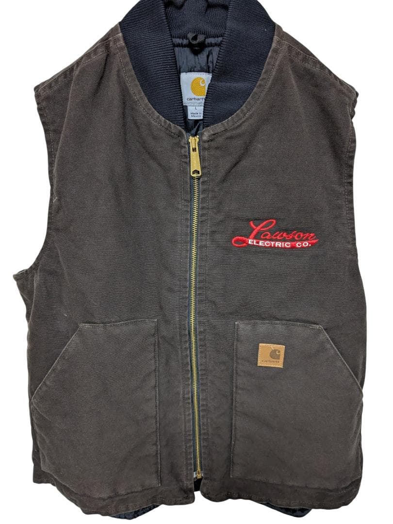 Carhartt カーハート ダックベスト 企業刺繍 ダークブラウン L 茶