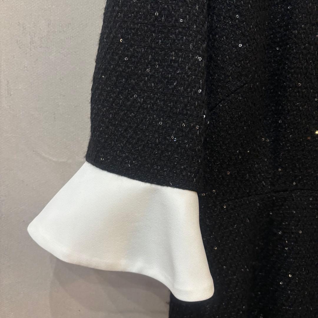 Leja レジャ 花柄レースカラースパンコールAラインワンピース ブラック S