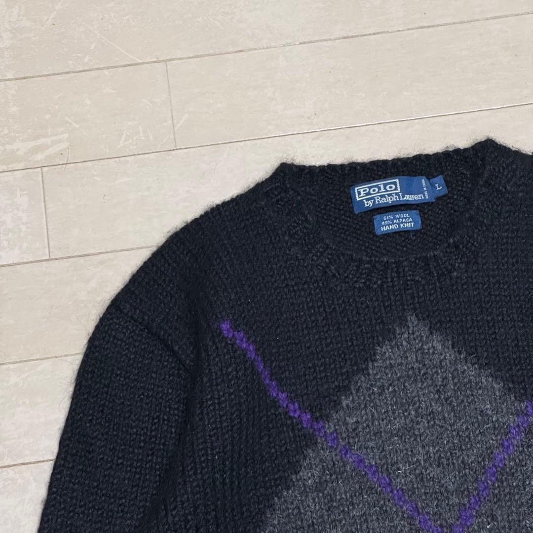 常*室様 希少✨　ポロバイラルフローレン　ハンドニット　アーガイル　長袖ニット