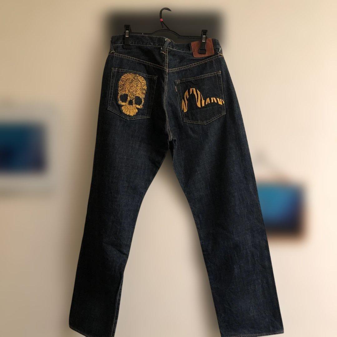S*E様 エヴィス　デニムパンツ　ジーンズ　虎ドクロ 濃紺　美品　希少　レア