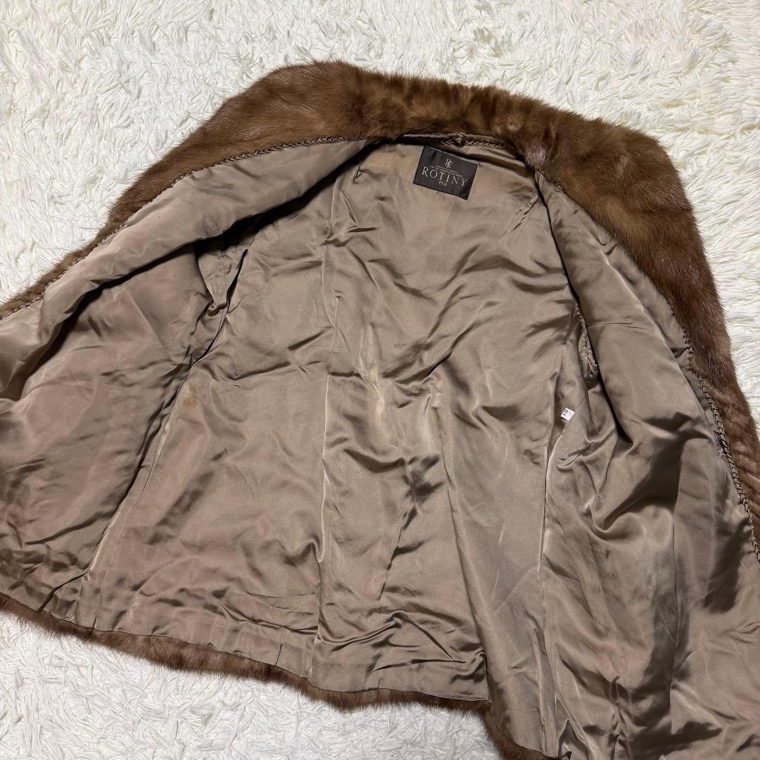 高級　13号　ROTINY 毛皮　コート　シェアード　ミンク　ブラウン