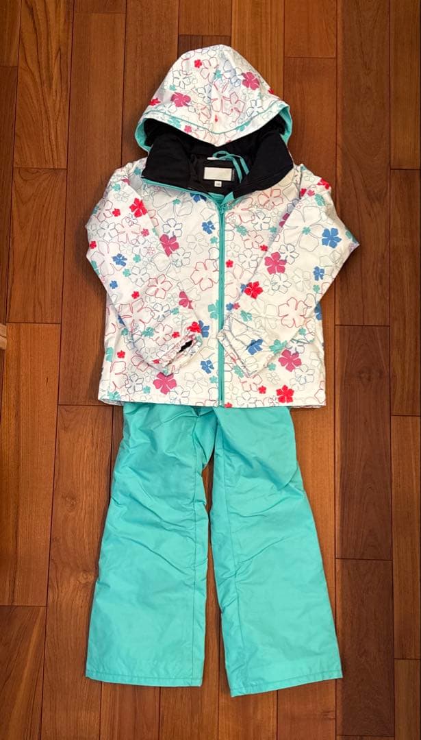 phoenix フェニックス　子供用 スキーウェア 花柄 白水色
