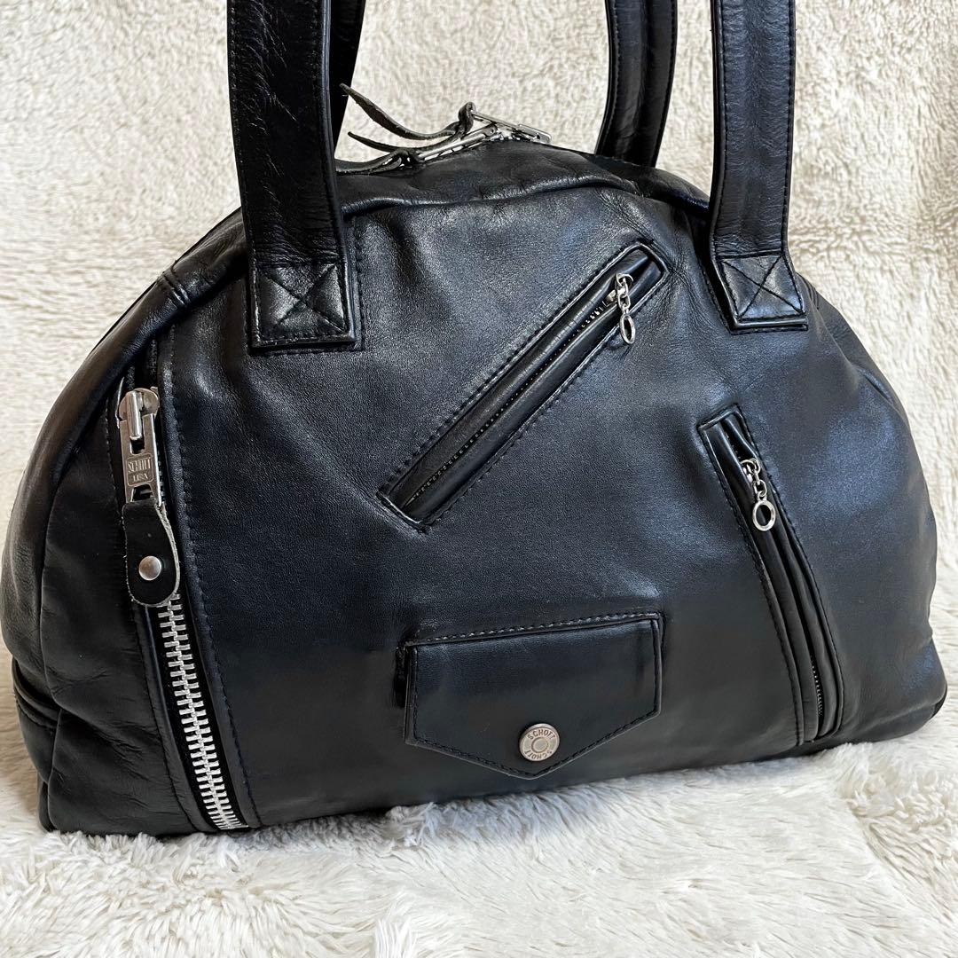 美品 Schott ショット ライダース ボストンバッグ 牛革 レザー 肩がけ