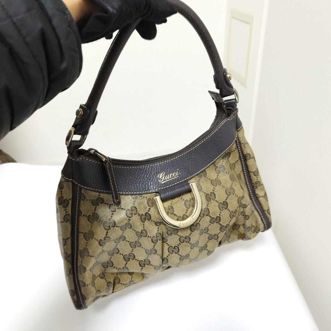 グッチ　アビー　ワンショルダーバッグ　ハンドバッグ　GG　肩掛け　キャンバス