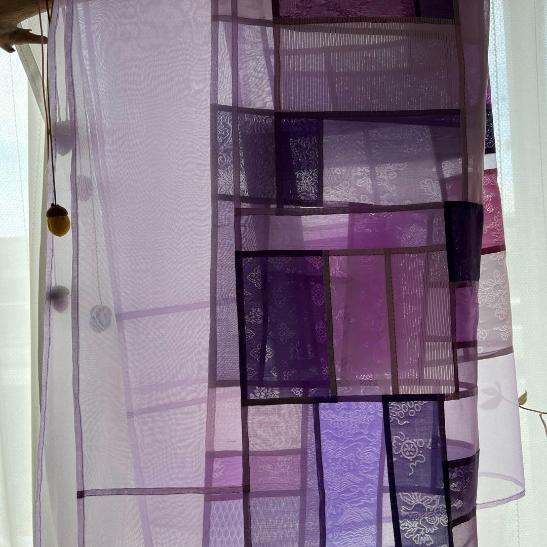 薄絹のタペストリー・薄紫　韓国ポジャギ　ハンドメイド