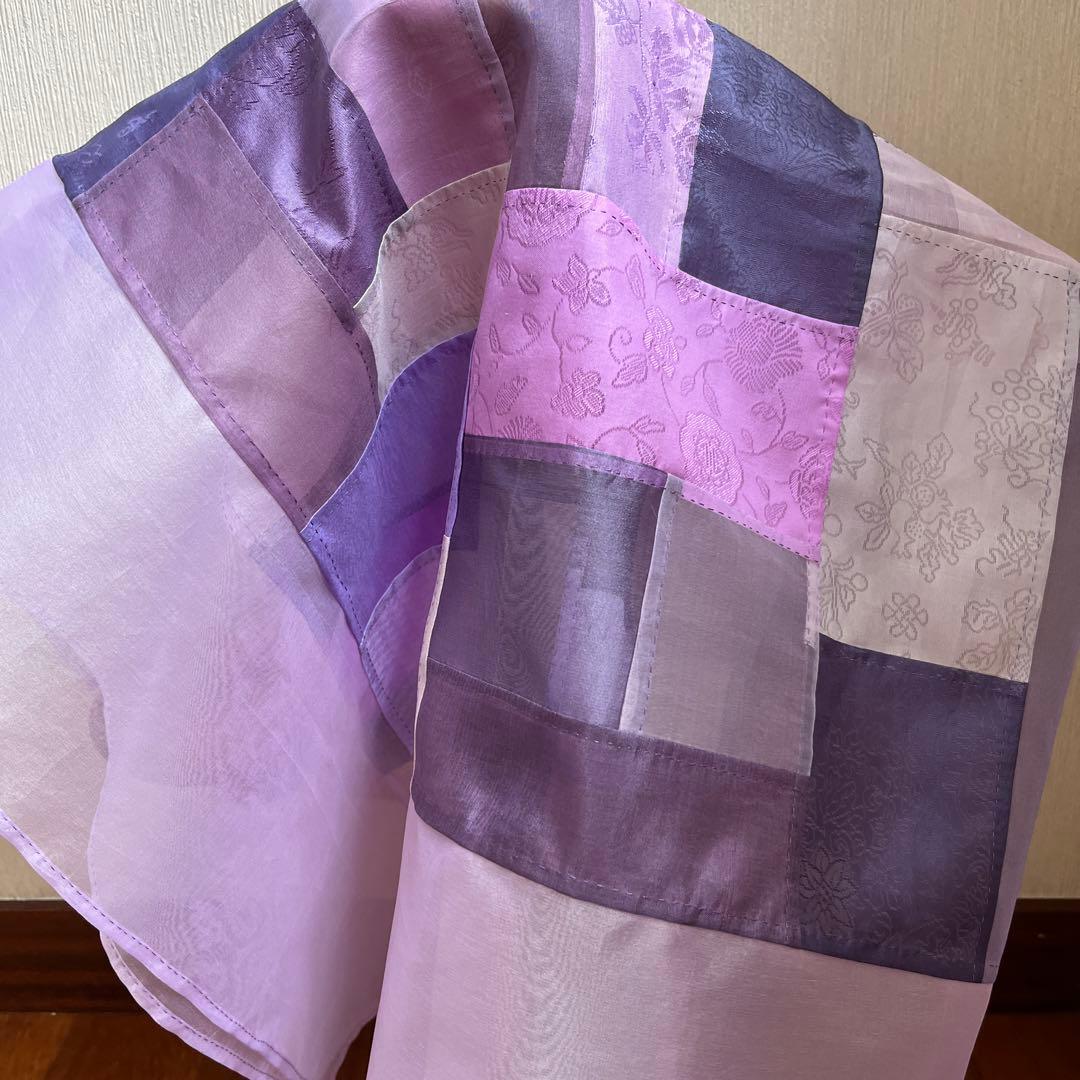 薄絹のタペストリー・薄紫　韓国ポジャギ　ハンドメイド