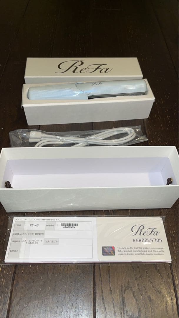 ReFa ストレートヘアアイロン ホワイト フィンガーアイロン USB充電