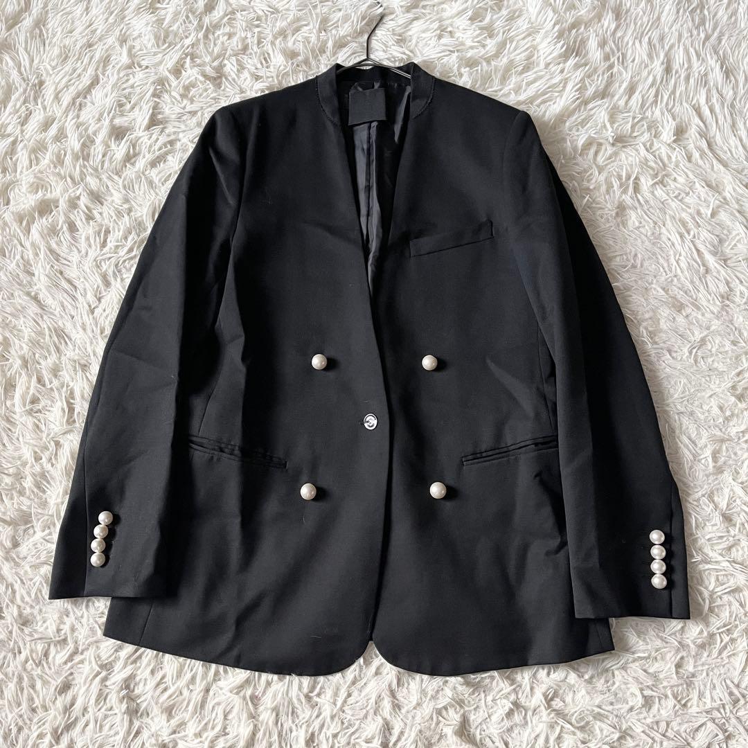 CINOH チノ BLACK FORMAL ノーカラージャケット パールボタン