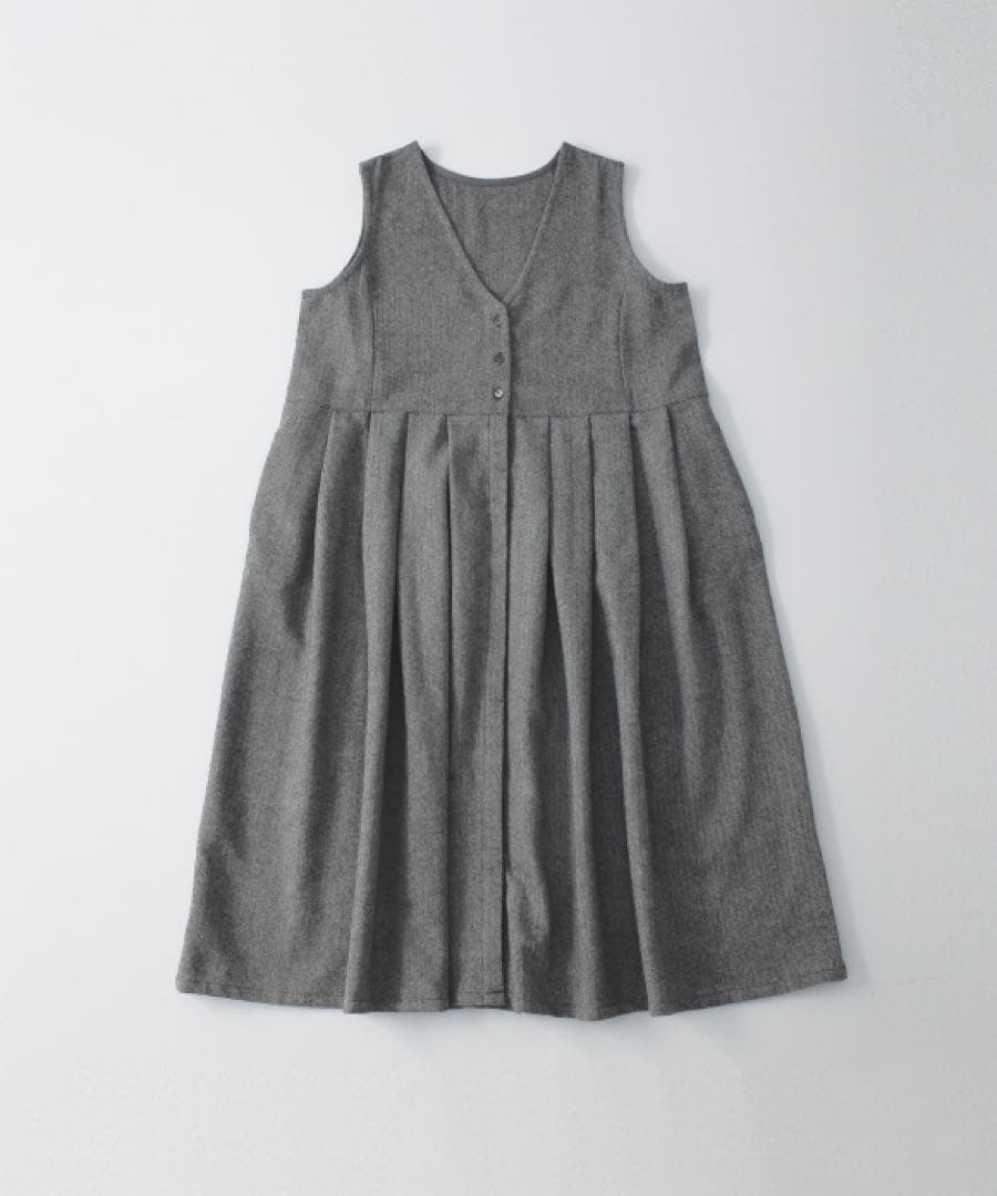 nest robeウールヘリンボン2wayワンピースジャンパースカートカシミヤ混