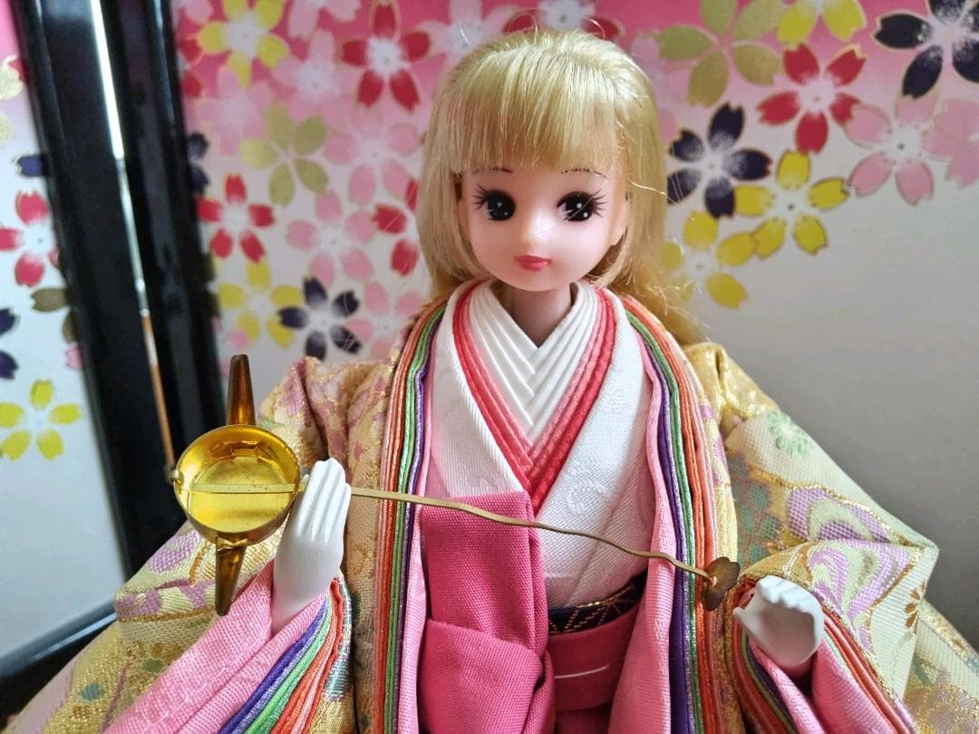 雛人形　リカちゃん　三人官女　小道具付き　リメイク品 　⑤