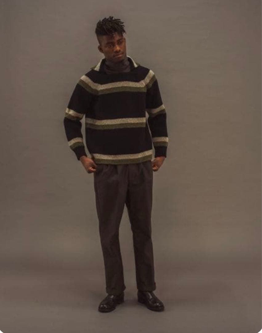 トップス PHIGVEL OLD BORDER KNIT D.NAVY