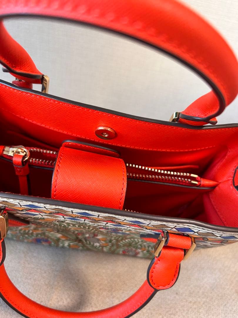 tory burch 鳥柄　ボタニカル柄　ハンドバッグ