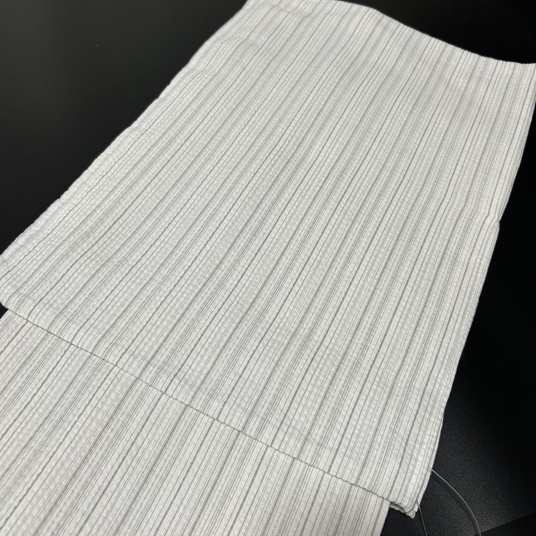 古典しじら織　浴衣　綿 粋な夏着物 縞柄　半幅帯　麻の葉　2点 0722⑤