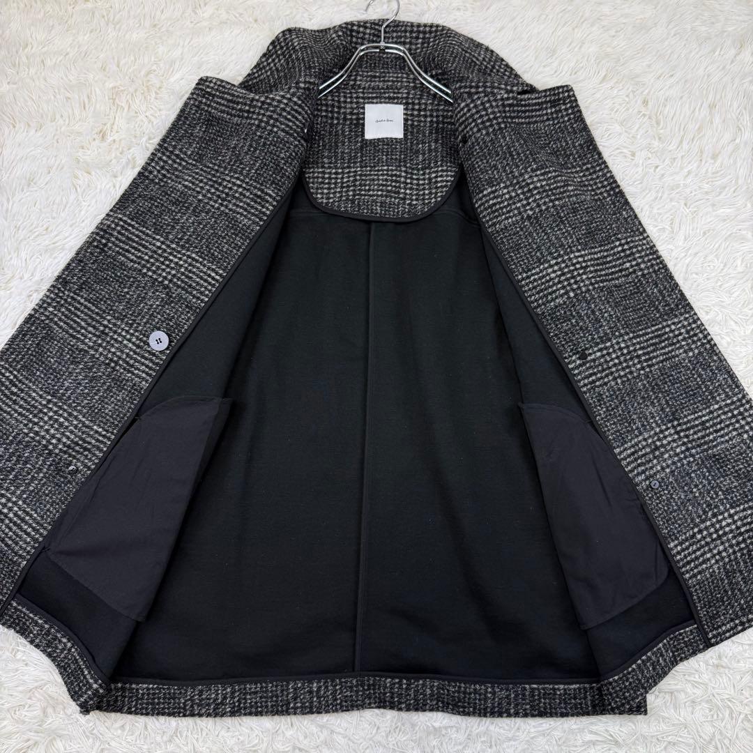 美品 24AW スピックアンドスパン Wスライバーチェックハーフコート 36