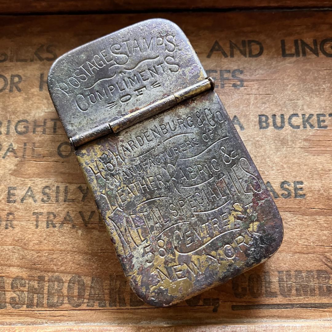 US広告入マッチケース／1800年代／真鍮製／ノベルティ／Match Safe