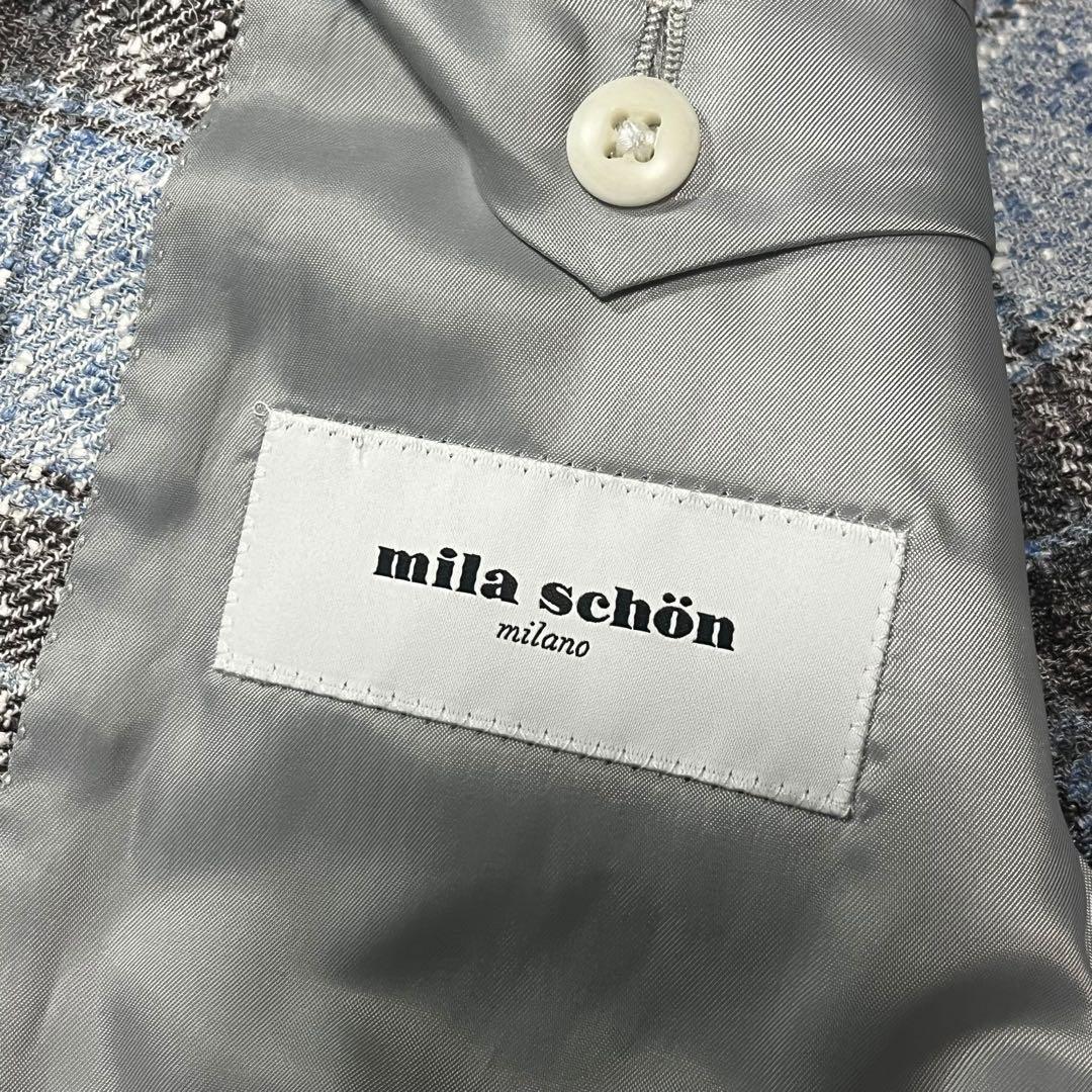 ミラショーン Ferla テーラードジャケット リネン チェック ツイード L