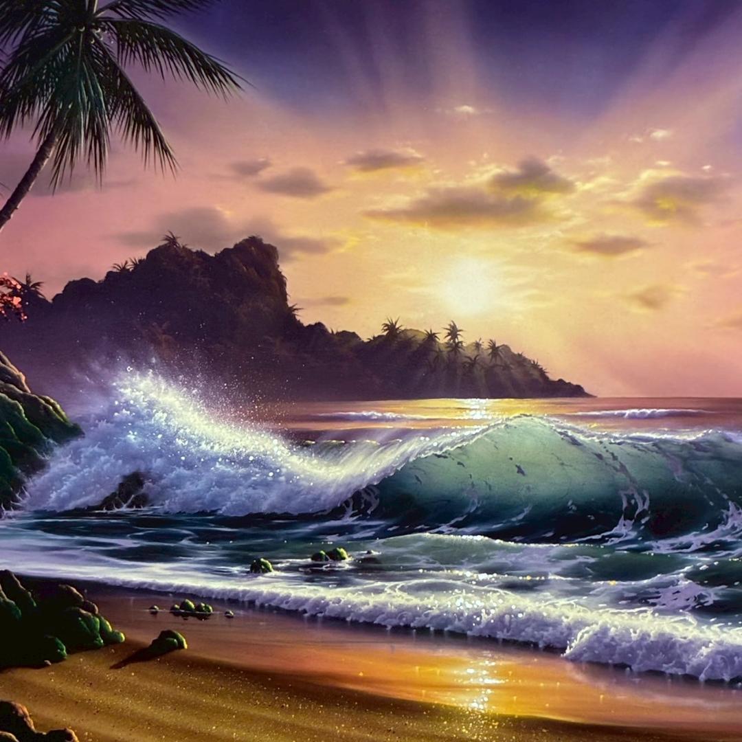 美品 ジョン・アルホーグ「サンライズイン～」ミクスドメディア ダイヤ・サイン入