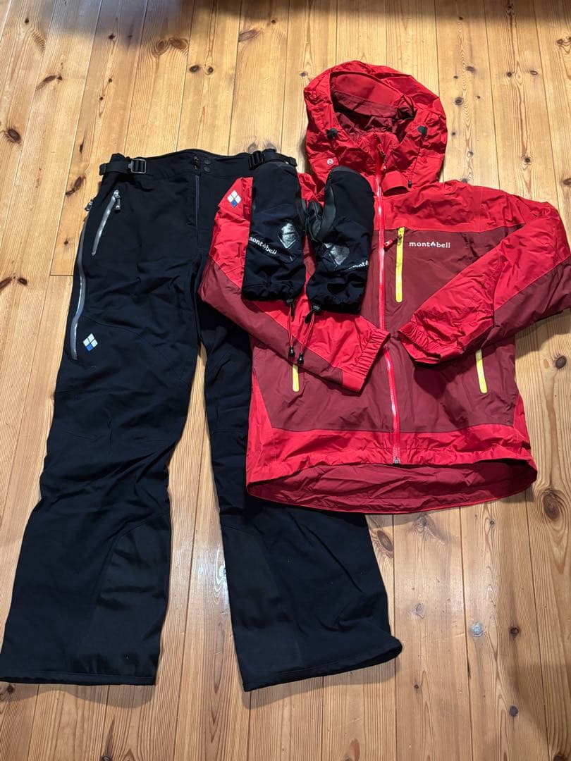 montbell スキーウェアセット 赤