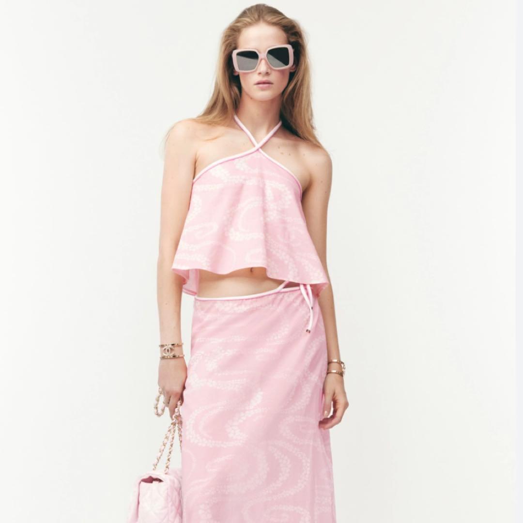 25CHANELシャネルココビーチホルターキャミソール34黒