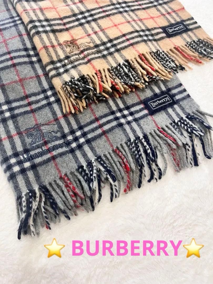 ⭐️超美品⭐️バーバリー　ひざ掛け　ブランケット　ベージュ　グレー　2枚セット