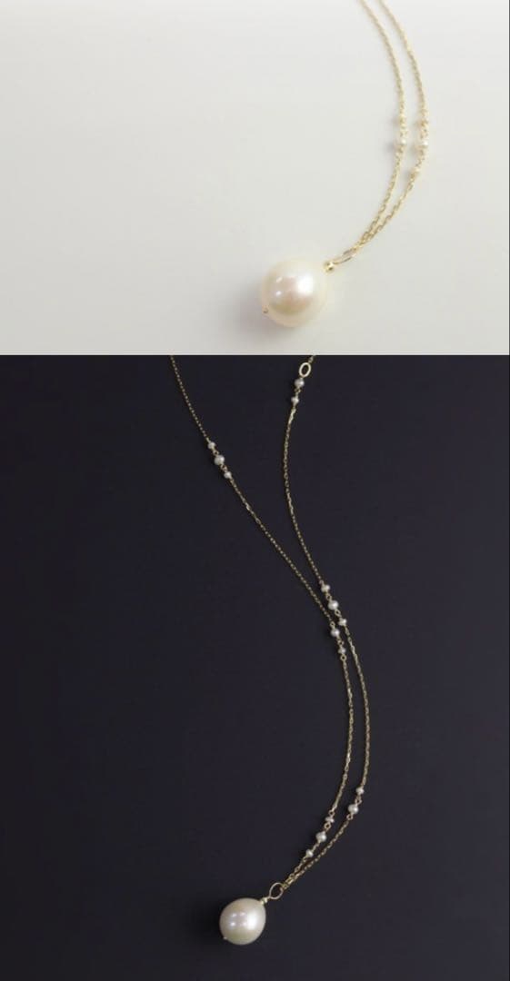 「anq.」K10・バロックパール　ロングネックレス