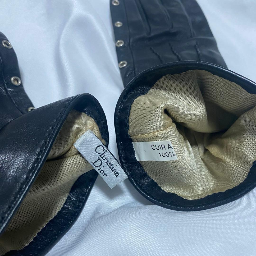 クリスチャンディオール レザー　手袋　グローブ　ロゴ　ヴィンテージ プレート
