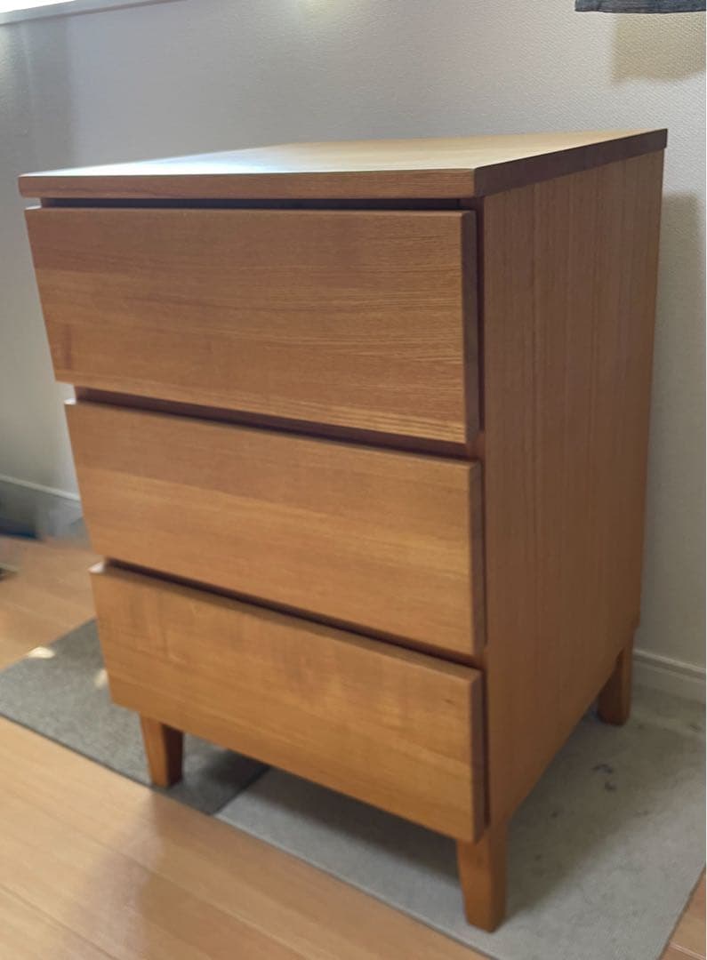 チェスト木製3段引き出し