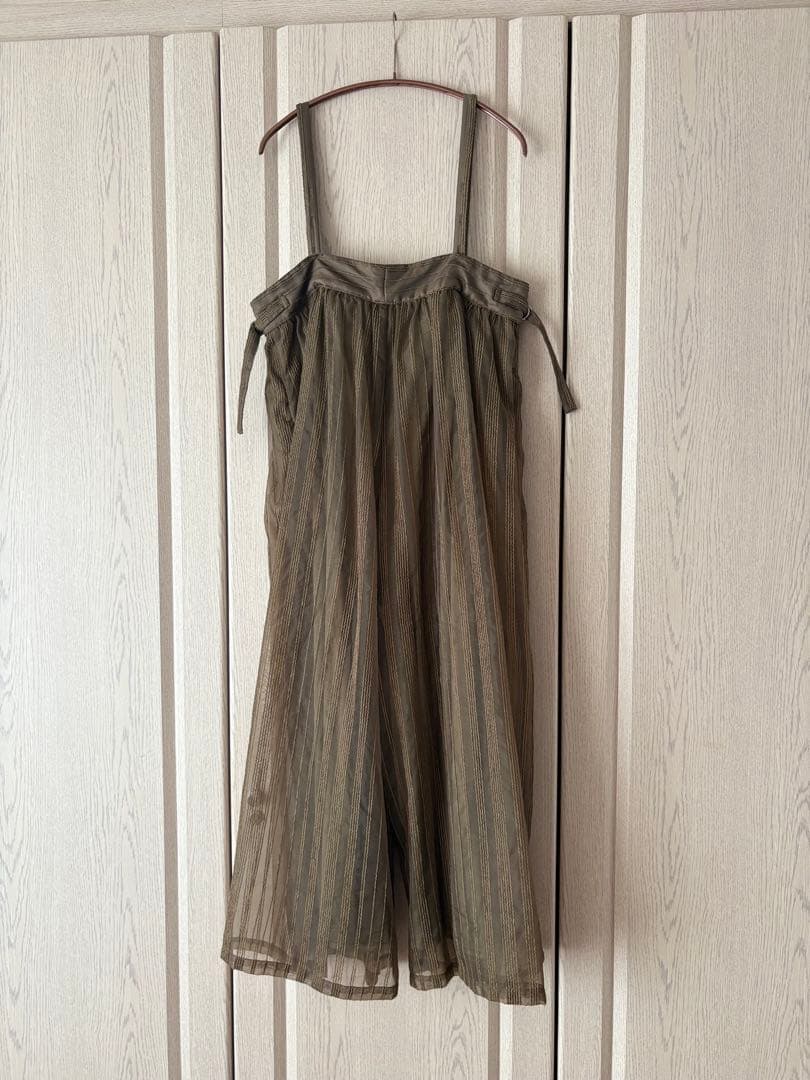 パンツ Ameri SHEER STRIPE SUSPENDER PANTS M